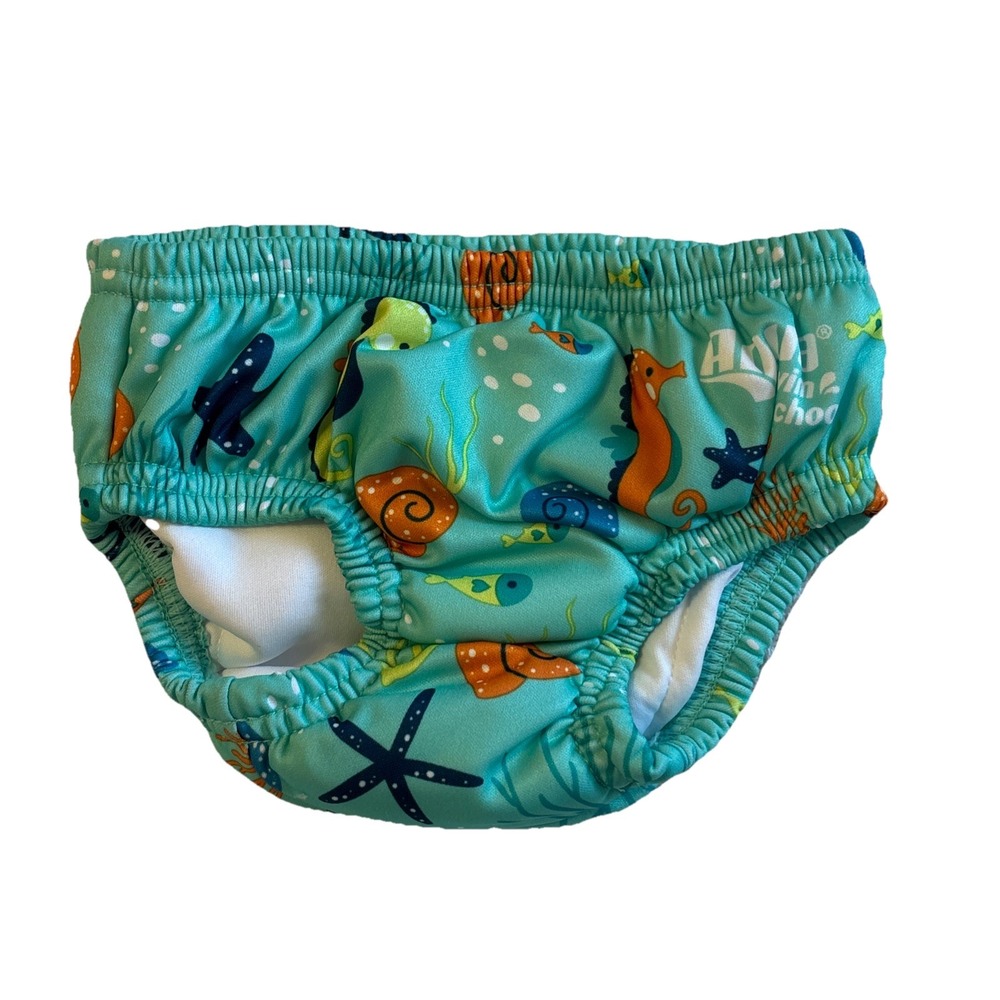 Aqua Swim school Reusable Swim‎ Diaper 12M 18-22 lbs Fish Ocean Print